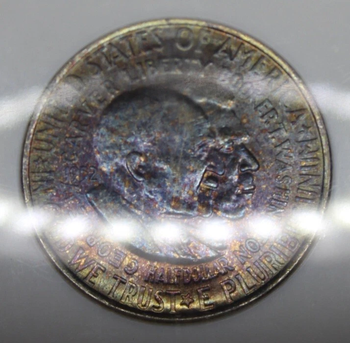 1952 P Washington Carver Silver Half Dollar NGC MS63 Rainbow Color Toned Coin - Image 3 of 4