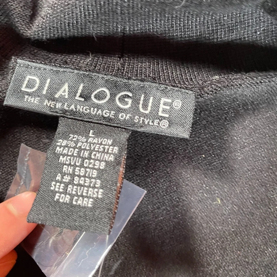 Diálogo Suéter Mujer Grande Negro Capucha Cuello Pullover Top Minimalista Modesto Foto 3 de 4