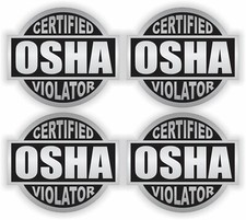4pk Certified OSHA Violator Funny Hard Hat Helmet Stickers Safety Toolbox Decals