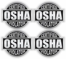 4pk Certified OSHA Violator Funny Hard Hat Helmet Stickers Safety Toolbox Decals