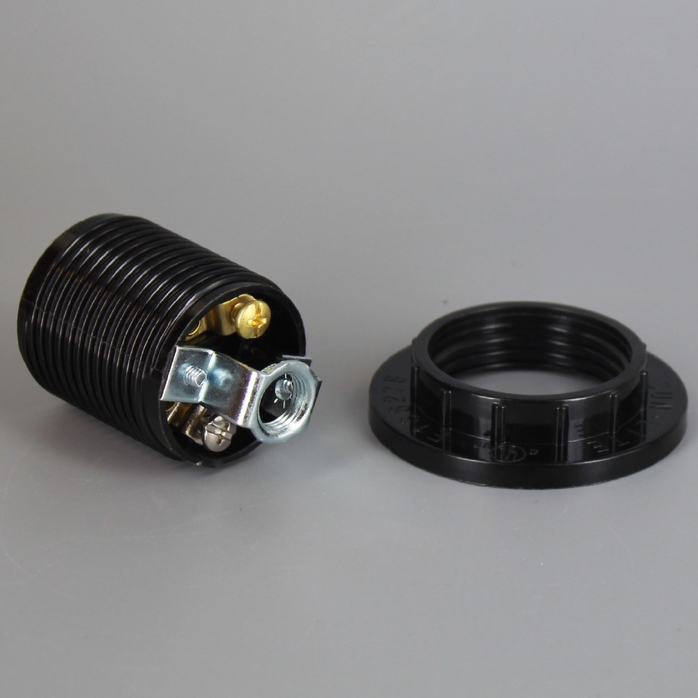 掛軸 8 BLACK THREADED SKIRT PHENOLIC SOCKET E26 WITH 1/8IPS