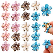 20Pcs Crystal Flower Hair Clips Mini Spring Claw Clips Spring Floral Pearl Ha...