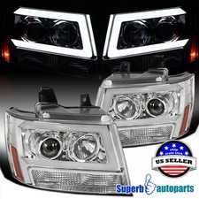 Fit 2007-2013 Avalanche 07-14 Tahoe Suburban Projector Headlights Led Strip Lamp