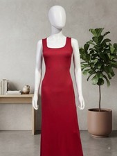 Women's Red Sleeveless Bodycon Midi Dress Party/Cocktail Club, Size Large