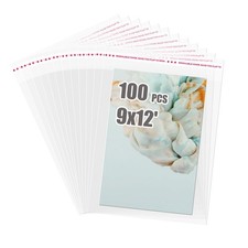 Self Sealing Cellophane Bags 100 PCS Clear Resealable Sleeves Bags for 9x12 P...