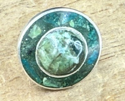 Enrique Ledesma Sun Inlay Mosaic High Dome Ring Mexico Sterling Silver Signed