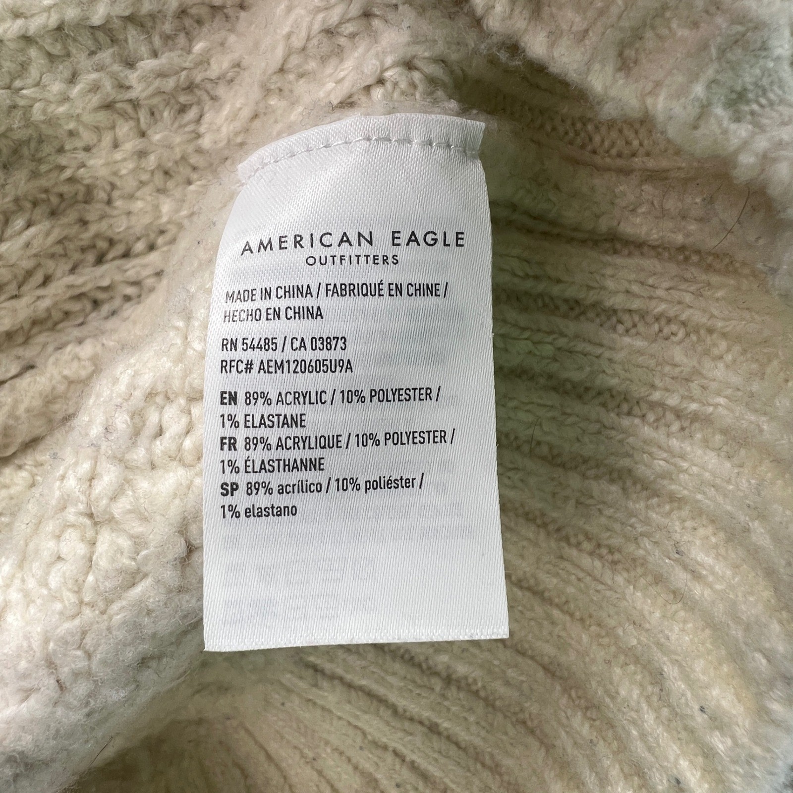 American Eagle Cream Patchwork Cable Knit Mock Ne… - image 12