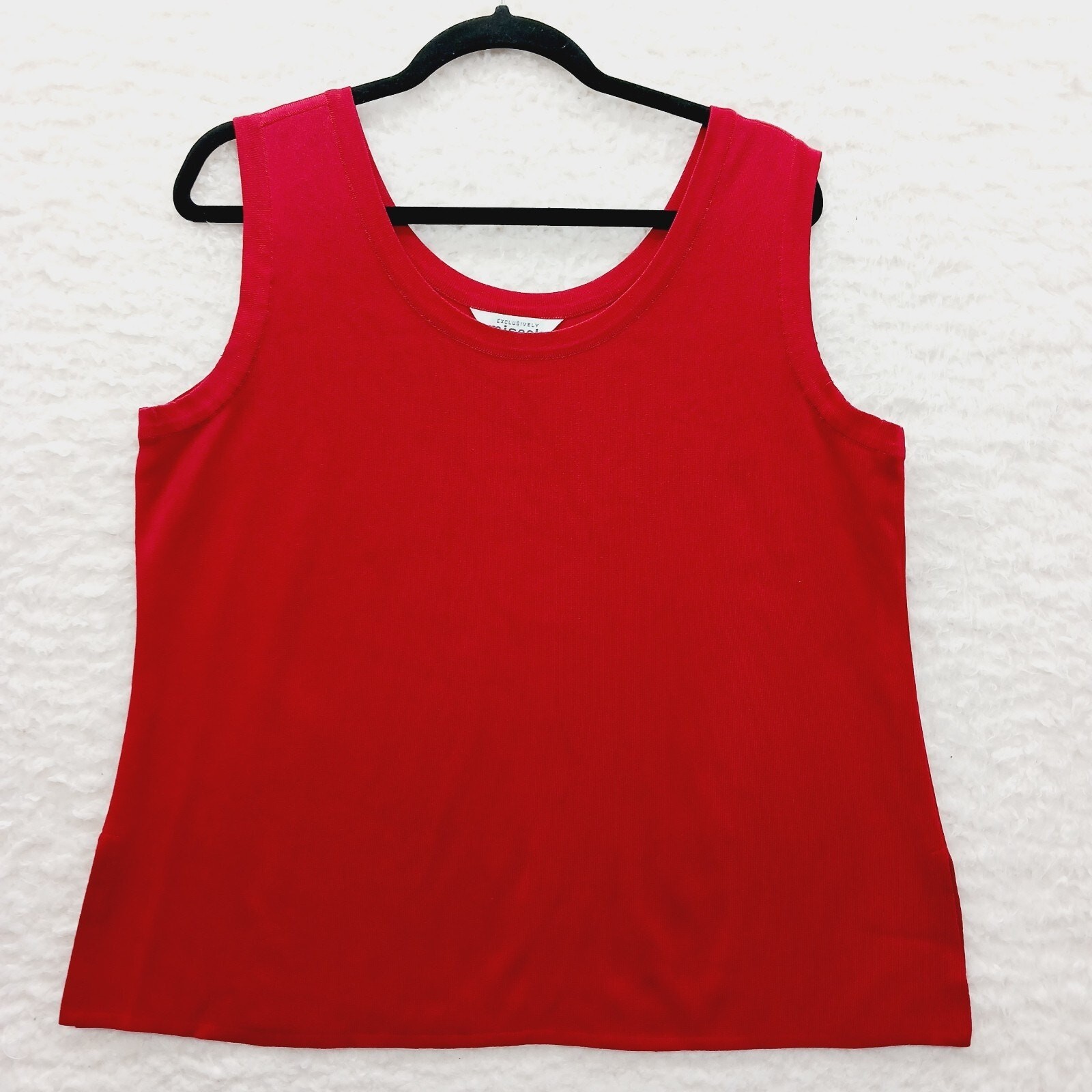 Tank Top Misook Red Knit Minimalist Quiet Luxury Capsule Wardrobe Size XL-image
