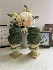 2 PCS Vintage Ceramic Topiary Green Candle Holder 7inch 