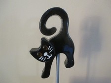 Deko Figur aus Holz,Katze, "Gartenstecker" witterungsbeständig lackiert, schwarz