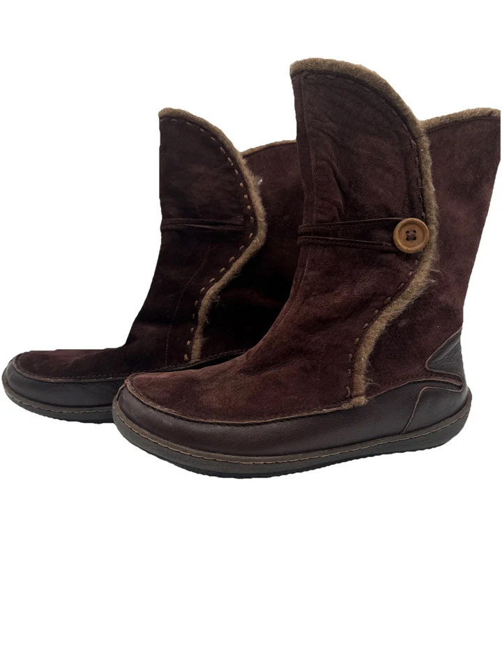 Botas mocasín informales vintage HUSH PUPPIES de gamuza de cuero marrón para mujer a mitad de la pantorrilla 8 Foto 2 de 4