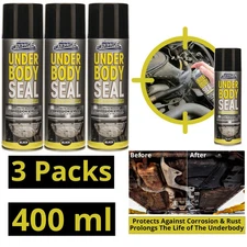 3 X Underbody Seal Black Spray Can 400ml For Car Protection, Rustproof Paint