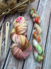 Hand Dyed Speckled Superfine Merino DK Yarn bundle w/ Italian Kid Silk Mohair 45