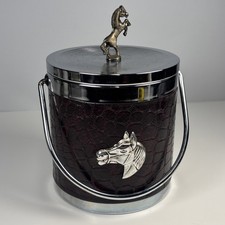 Vintage 1970s Equestrian Ice Bucket Horse Barware Hong Kong