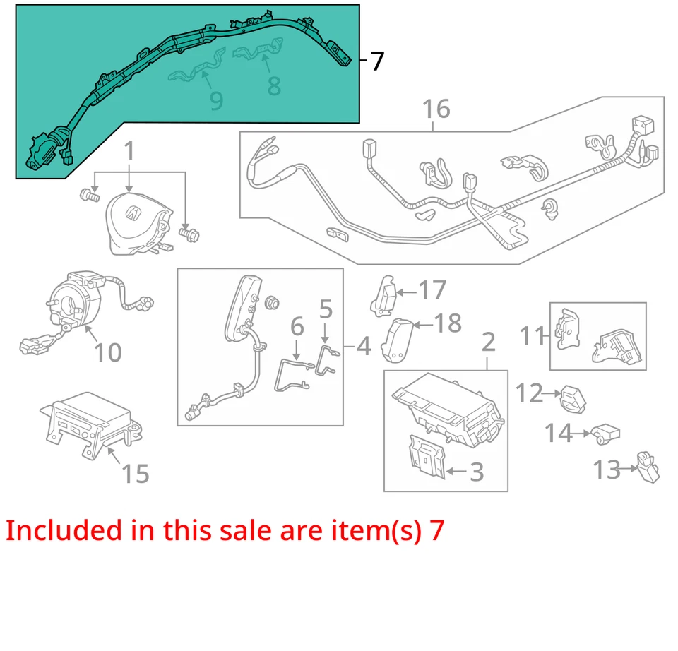 Airbag cortina techo pasajero derecho Acura TL 2010-2014 OEM Foto 4 de 4