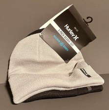 Hurley One Size 2 Pack Beanie Set Maximum Warmth Black And Grey