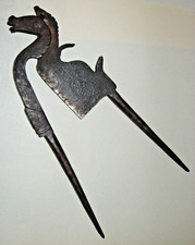 Couteau à Bétel - Métal Gravé - XIXe - Tête de cheval - Indonésie