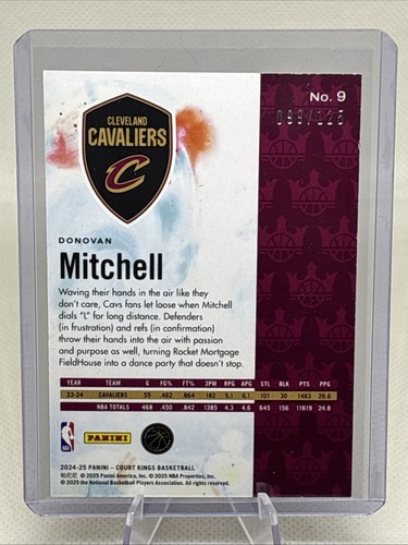 2024-25 Panini Court Kings - Donovan Mitchell #9 Burgundy /125 Cavaliers NM - Picture 2 of 3