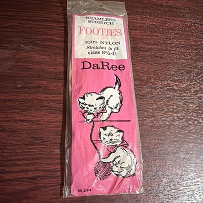 Vintage DaRee Seamless Stretch Nylon Footies Hosiery Socks New NOS Prop