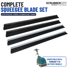1245932, 1245933 Complete Squeegee 4-Blade Set for Tennant T1 Battery-Powered