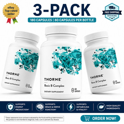 Thorne Basic B Complex 60 capsules x 3-Pack (Total 180 caps) Exp 05/2028 New Pck