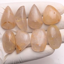 Lot Of 8 Pcs Natural Golden Brown Rutile Quartz 25mm-31mm Untreated Gemstones
