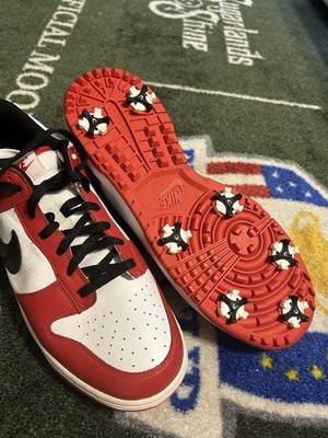 Nike Dunk NG Golf   Chicago  Red White Black 11 Spiked Golf Shoe Tour Style