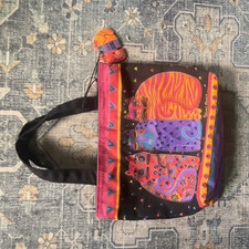 Laurel Burch Cat Print Zip-Top Tote Bag Charm...