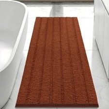 Bcoimo Long Bathroom Rug, Chenille Bath Runner with High 70 24, Burnt Orange