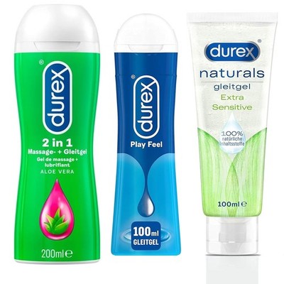 Durex Gleitgel Ausprobierpaket 3er Set für Sie und Ihn mit 1x 100ml Durex Play F