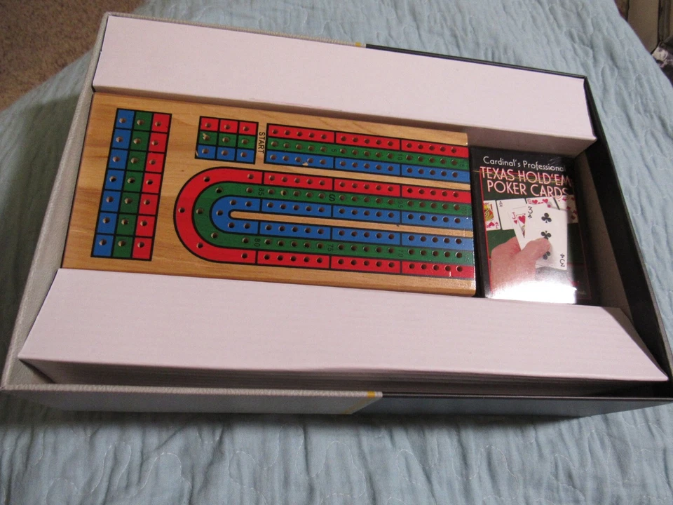 Cardinal Solid Wood, Folding 3 Track Cribbage Board with Pegs, and Sealed Cards - Image 3 of 4