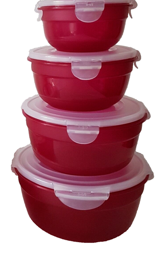 Lock & Lock Frischhaltedosen rund, 4 tlg. 480ml , 850 ml , 1,4l , 2,1 l - Beere