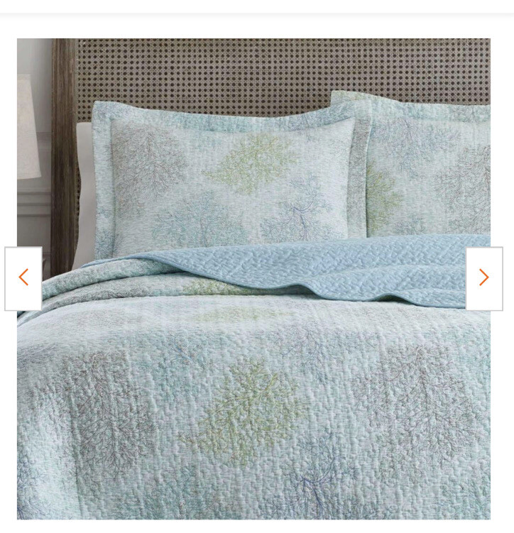 NIP Laura Ashley Saltwater Blue Reversible Twin Quilt & Sham Set 2pc eBay
