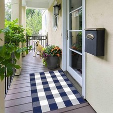 Buffalo Plaid Front Door Mat Rug Washable for Layered Door Mats 27.5" X 47.5"