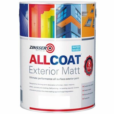 Zinsser Allcoat Außen Selbstgrundierung 8 Jahre WB Mattweiß 10L