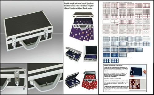 Alu-Großer-Münzkoffer-Diamant Look-&-münztableaus IN Blu Rosso Scuro - Foto 1 di 171