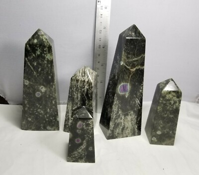 New find polished Ruby in zoisite self standing Towers 1454 grams 5 pieces 