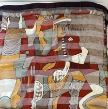 Picasso Art Scarf Browns 40 Inch X 40 Inch