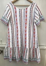 DUET Anthropologie Tildie Tunic Embrodered Ruffle hem Dress size M Medium