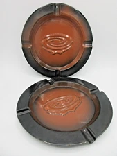 WHIRLPOOL CORP ASHTRAYS PAIR 8" COPPER BROWN METAL PROMO GIFTS