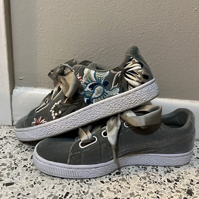 PUMA 【ROSE MIDNIGHT BASKET × HOH 】23cm PUMA Satin & Velvet Hot Pink Sneaker Basket Shoe Size 6.5Y