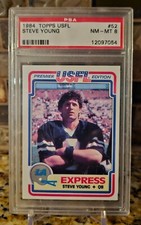 1984 Topps USFL Steve Young #52 Rookie Card PSA 8 NM-MT, 3 Super Bowl Wins
