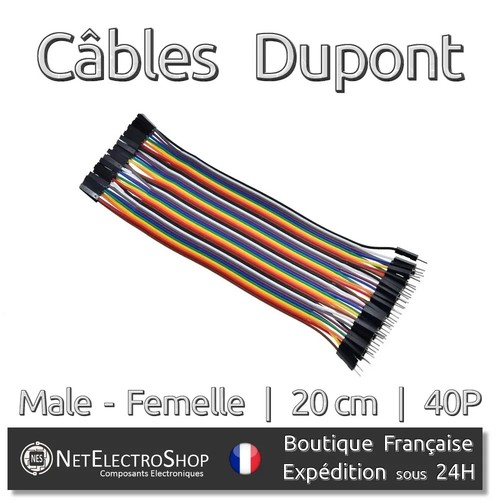Câbles Dupont 10/20/30cm, 40 fils, Mâle Femelle, Breadboard Arduino Raspberry Pi - Imagen 8 de 26