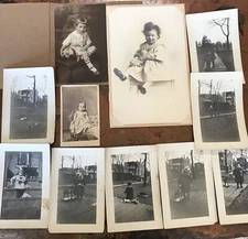 11 EARLY 20TH CENTURY CHILDREN'S PHOTOS WITH TOYS