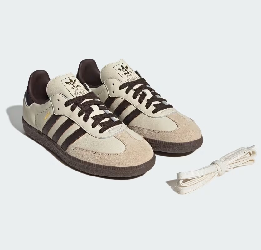 New Adidas Samba OG Leather Shoes - Cream White / Dark Brown New Adidas Samba OG Leather Shoes - Cream White / Dark Brown
