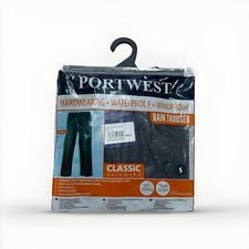 PORTWEST CLASSIC RAIN PANTS SIZE SMALL S441 ELASTIC WAIST GEN FIT NAVY NIP