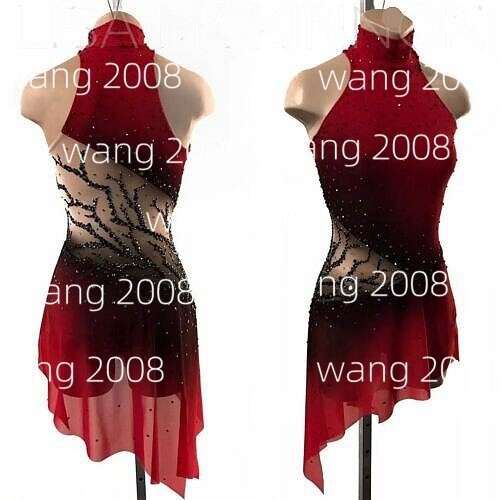 Figure Skating Competition Dress Ice Skating Training Girl red dyeing eBay