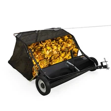 48" Tow Behind Lawn Sweeper Leaf Collector Sweeper for Lawn Grass Sweeper Hopper