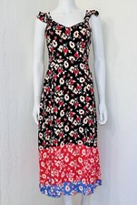 NWT Express Black Jardin Floral Rayon Ruffle Strap Smock Midi Sun Dress Size XS