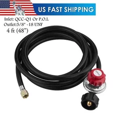 4FT 20PSI Propane Regulator Hose for Fire Pit, Turkey Fryer, Gas Cooker, Burner